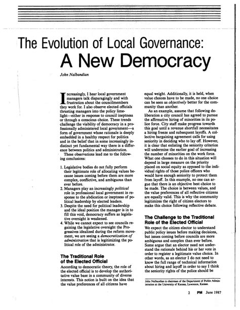 Pdf The Evolution Of Local Governance A New Democracy