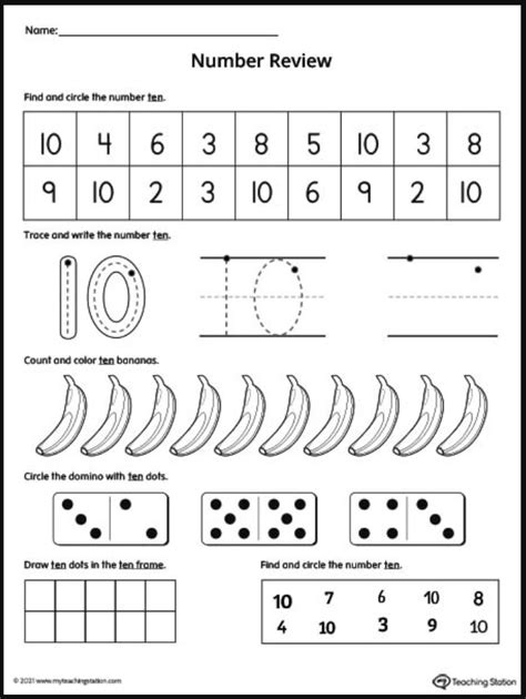 Number 10 Worksheets For Kindergarten Free Printable Kindergarten