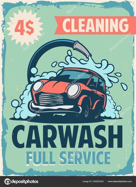 Vector Illustration Cartoon Automobile Lettering Car Wash Stock Vector