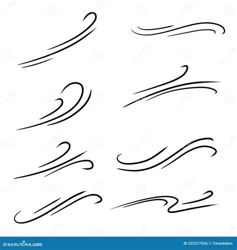 Wind Abstract Air Flow Black Wavy Line Breeze And Weather Icon Stock