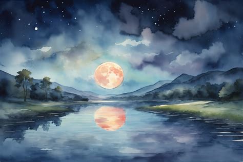 Moon Night Watercolor Landscape Graphic by Forhadx5 · Creative Fabrica