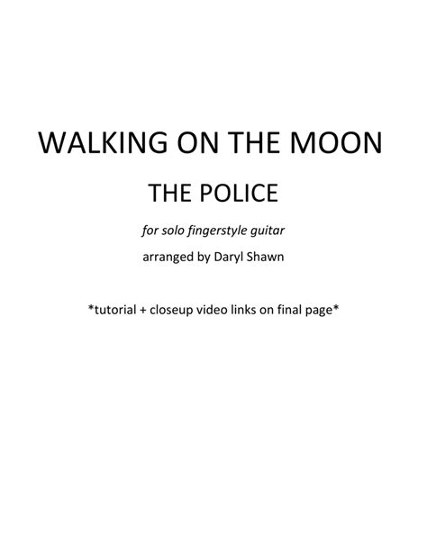 Walking On The Moon Arr Daryl Shawn By The Police Sheet Music For