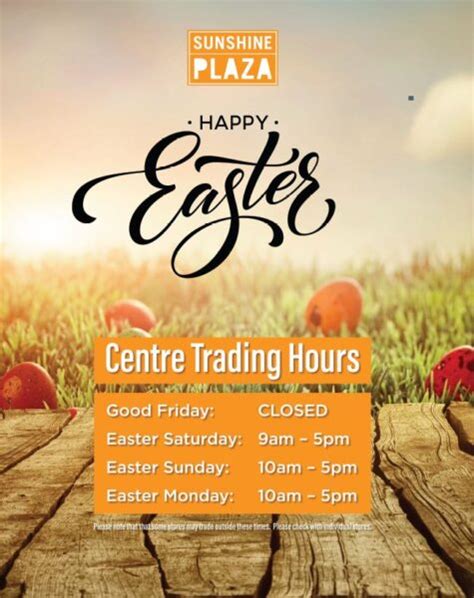 Easter Trading Hours Sunshine Plaza