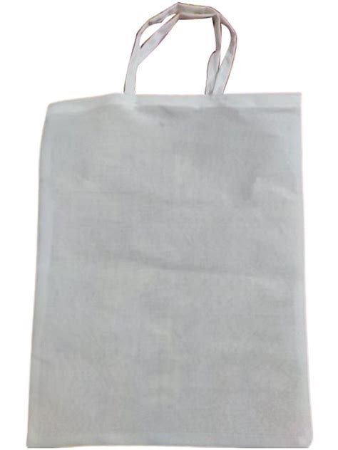 White Plain Rectangular Cotton Cloth Carry Bag For Grocery Bag Size