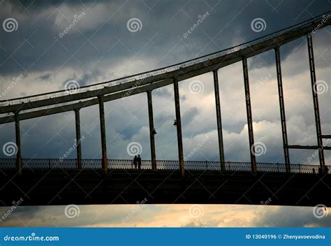 Lovers on the bridge stock photo. Image of clouds, architecture - 13040196