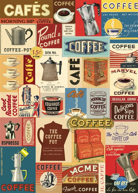 Cavallini And Co Coffee Collage Decorative Paper Sheet Kitchen Decor