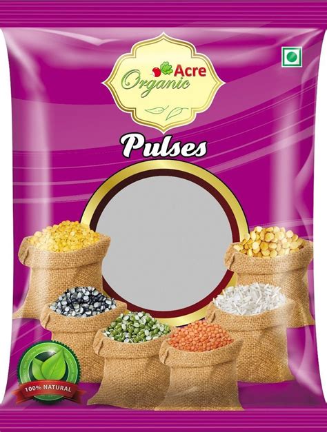 Heat Seal Organic Pulses Packaging Polyester Laminated Printed Pouch At