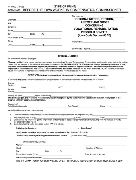 Original Notice And Petition For Voc Rehab Benefits Petition For