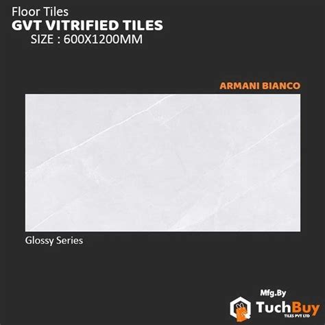 Glossy Armani Bianco Gvt Vitrified Floor Tile Size 2x4 Feet 600x1200