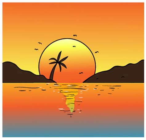 Sunset Drawing Step