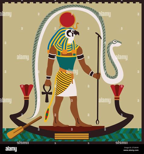 Ancient Egypt Ra God Of The Sun Man With Falcon Vector Image Stock