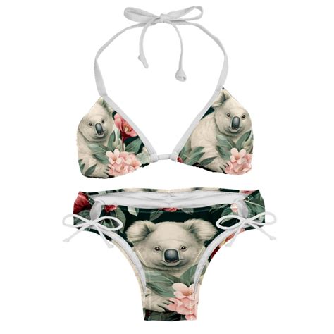 Koala Swimming Suit Bikini Set Bikinis Detachable Sponge Adjustable Strap Two Pack Beach