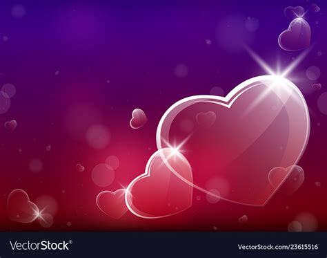 Abstract Valentine Background With Glassy Hearts Vector Image