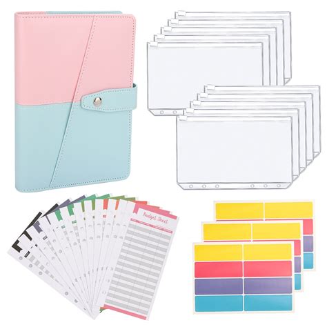 PU Leather A6 Notebook Ring Binder Budget Planner Organizer Cards ...