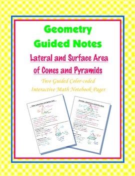 Geometry Guided Interactive Math Notebook Page Surface Area Cones And