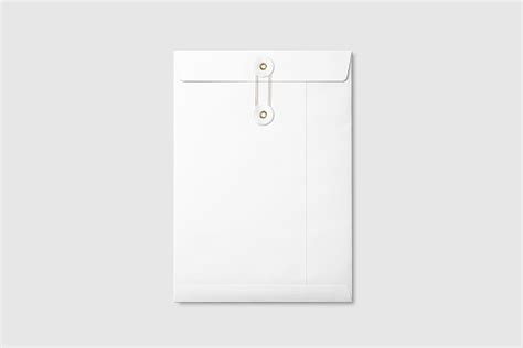 White A4 C4 Size String And Washer Envelope Mockup On Light Grey