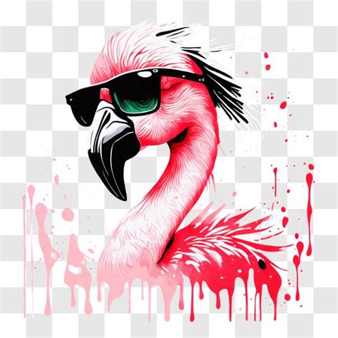 Download Colorful Pink Flamingo with Sunglasses and Paint Splashes PNGs ...