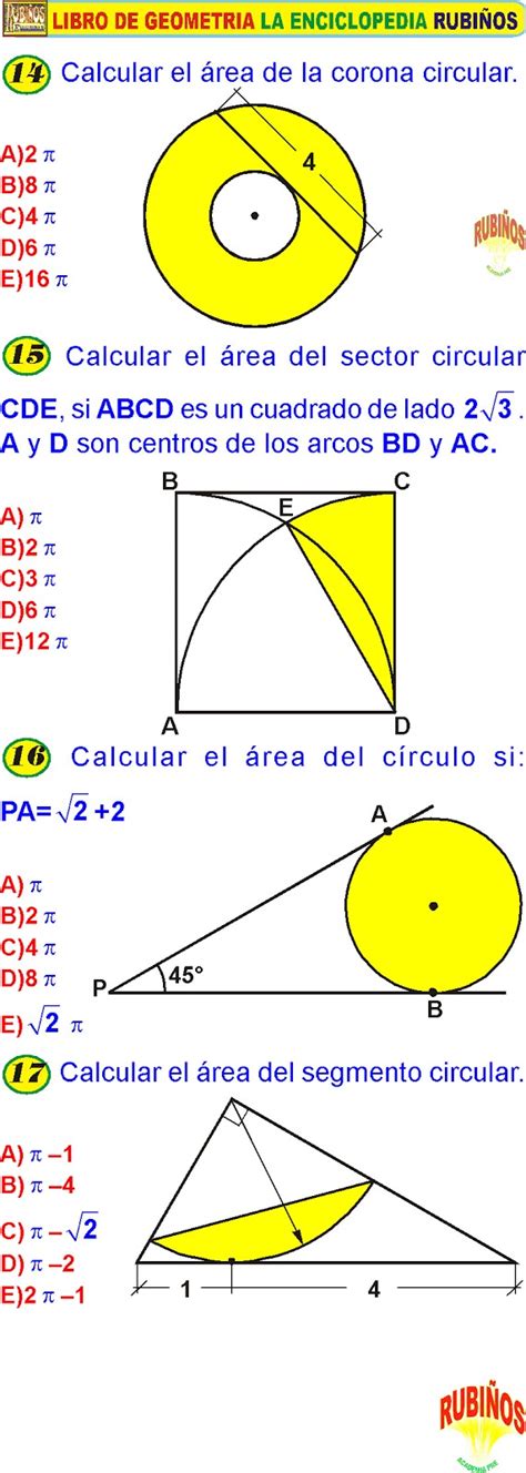 Areas De Regiones Circulares Ejercicios Resueltos Pdf