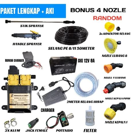 Jual Paket Kumplit Sprayer Pertanian Dinamo Steam Sinleader Aki V A