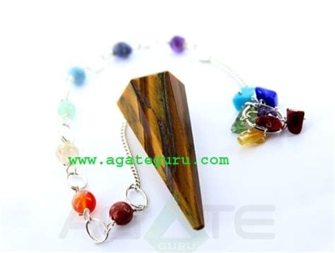 Tiger Eye Faceted Pendulum With Chakra Chain Wholesale Gemstone