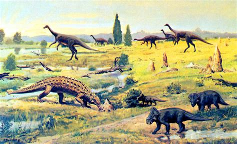 Prints Lithographs Vintage Prehistoric Animal Print Triassic Landscape