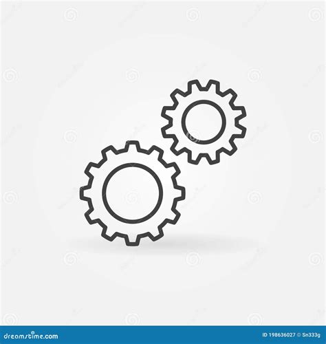 Two Gears Outline Icon Settings Vector Concept Symbol Stock Vector