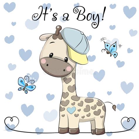 Baby Shower Greeting Card with Cute Giraffe Boy Stock Vector ...