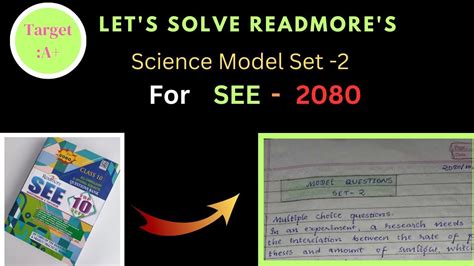 Readmore See Science Model Set Solved For See Youtube