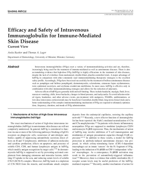 Pdf Efficacy And Safety Of Intravenous Immunoglobulin In Patients