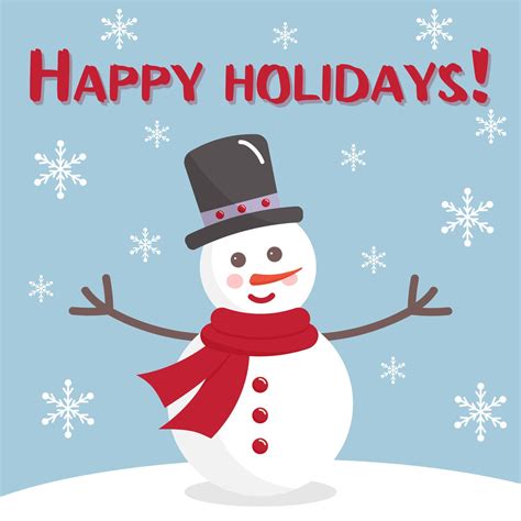 Happy Holidays Text With Snowman And Snowflakes 4341779 Vector Art At