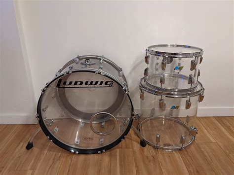 Ludwig Vistalite 3pc Drum Kit 1970s Clear Reverb