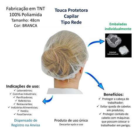 Touca De Rede Redinha Branca Prote O Capilar Cabelo Un