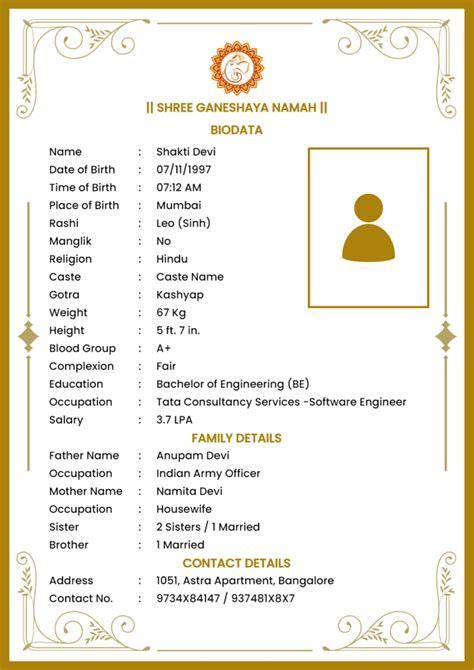 Indian Marriage Biodata Word Format Template Download At Coretemplate ...