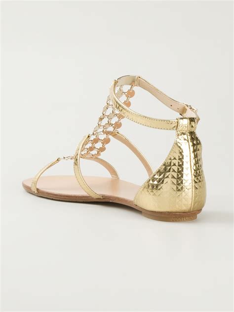 Jimmy choo Wyatt Sandals in Gold (metallic) | Lyst