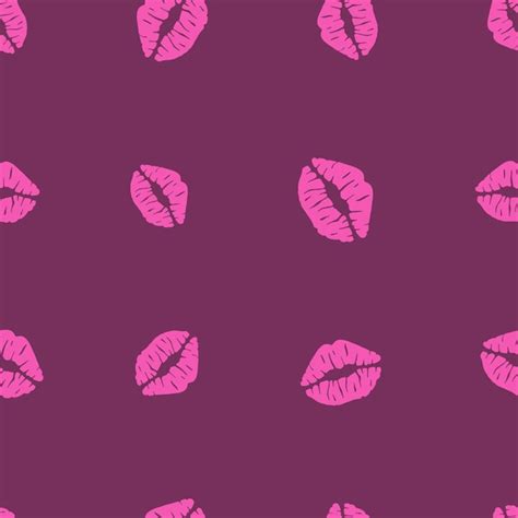 Premium Vector Seamless Pattern With Pink Kisses Lip Prints On Dark