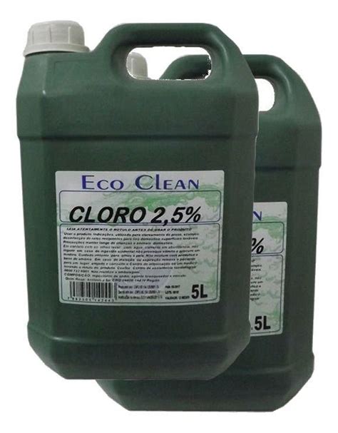 Cloro Eco Clean 2 5 At Hipocloreto Sódio 5l Kit 2 Ecoclean Água