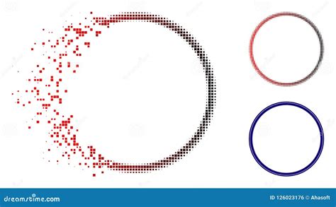 Moving Dotted Halftone Double Circle Frame Icon Stock Vector