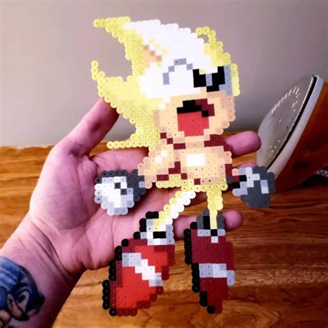 Sonic The Hedgehog Super Sonic Pixel Perler Bead Art Sega