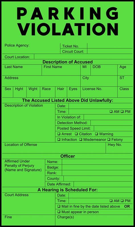 Fake Speeding Ticket Template