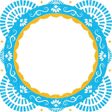 Riso Papel Picado Round Frame 素材 Canva可画