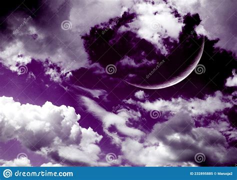 The Moon In The Night Sky Stock Illustration Illustration Of Month 232895885