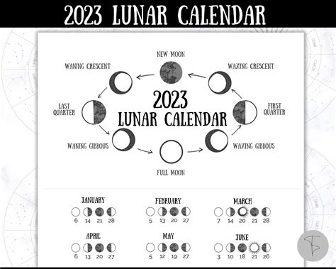 2023 lunar calendar printable moon calendar 2023 moon phases astrology 2023 wall calendar ...