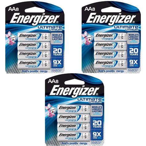 3 Pack - Energizer Ultimate Lithium AA Batteries L91BP-8 - 8 count Each ...