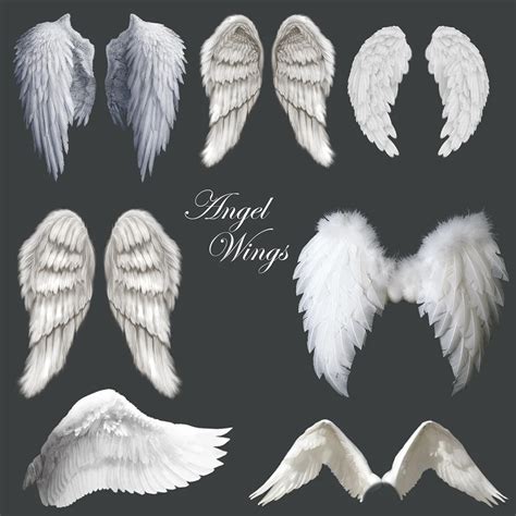 Angel Wings Clipart White Wings Overlays Masterbundles