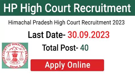 Hp High Court Recruitment Apply Online Notification