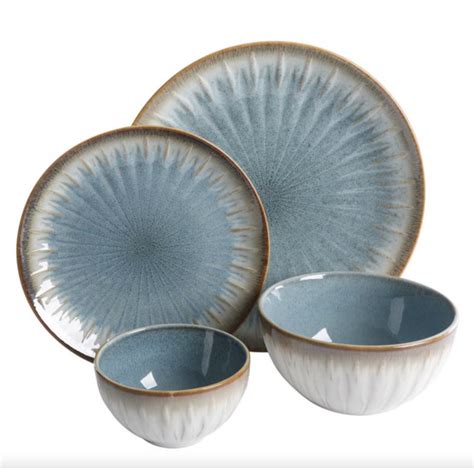 Laurie Gates Nova 12 Pc Dinnerware Set Service For 4 Stoneware Blue