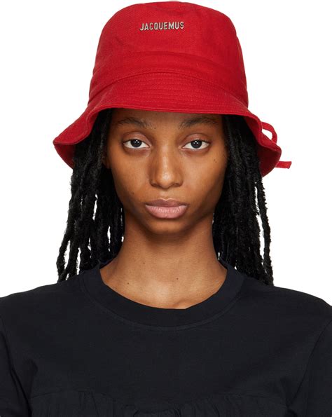 Jacquemus Red Le Raphia Le Bob Gadjo Bucket Hat SSENSE