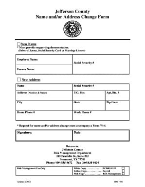 Fillable Online Change Of Address Form Jefferson County Texas Fax