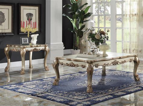 83160 Coffee Table Gold Patina Finish Dresden Collection By Acme Furniture