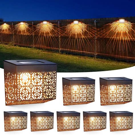 LUHLEE Solar Fence Lights Outdoor Solar Deck Lights 8 Pack IP65